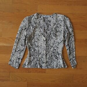 Reformation Jemma Snake Print Viscose Button Front Blouse Shirt Top Size 2